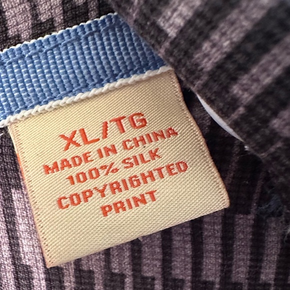 TOMMY BAHAMA 100% XL Silk Illusion Pattern Gray Blue Short Sleeve Button Down - Picture 6 of 11